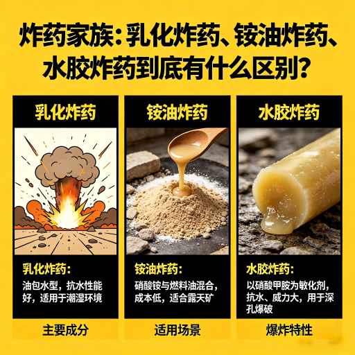 颍泉炸药家族：乳化炸药、铵油炸药、水胶炸药到底有什么区别？
